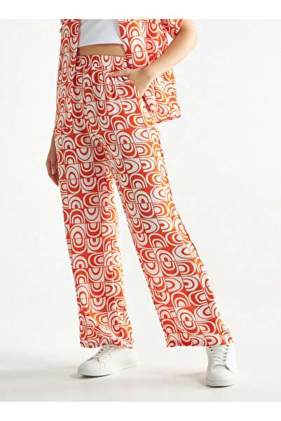 FAV All-over Print Wide Leg Pants With Elasticated Waistband And Pockets