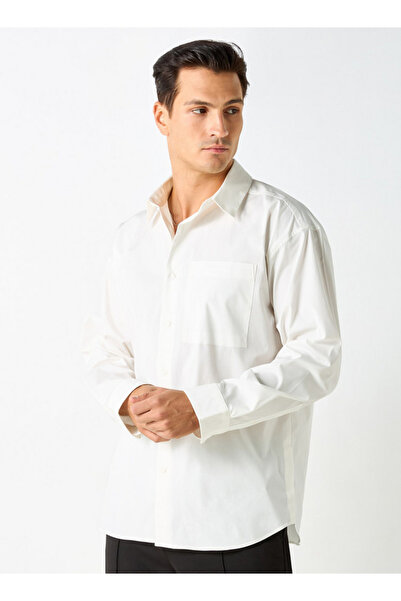 Iconic Solid Slim Fit Shirt with Pocket and Long Sleeves