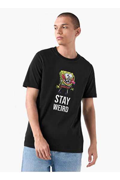 FAV تي شيرت بطبعة سبونج بوب مع رقبة دائرية