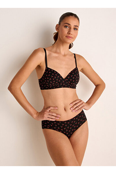 FAV Cherry Print Bikini Briefs with Lace Detail