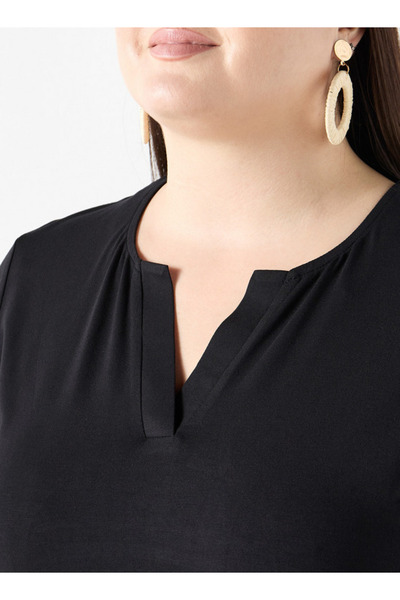 Ulla Popken Plus Size V-neck 3/4 Sleeves T-shirt