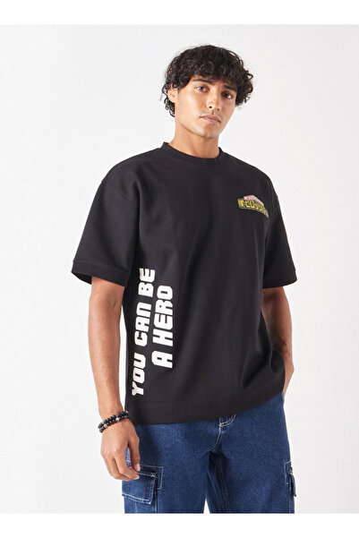 SP Characters Anime Print Crew Neck T-shirt with Short Sleeves