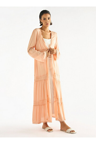 FAV فستان قصير من الدانتيل بطبقات مع أربطة وأكمام طويلة