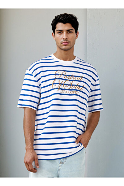 Lee Cooper Striped T-shirt with Chest Embroidery