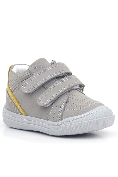Rakerplus Gray Yellow Velcro Raya Genuine Leather Boots for Baby Boy