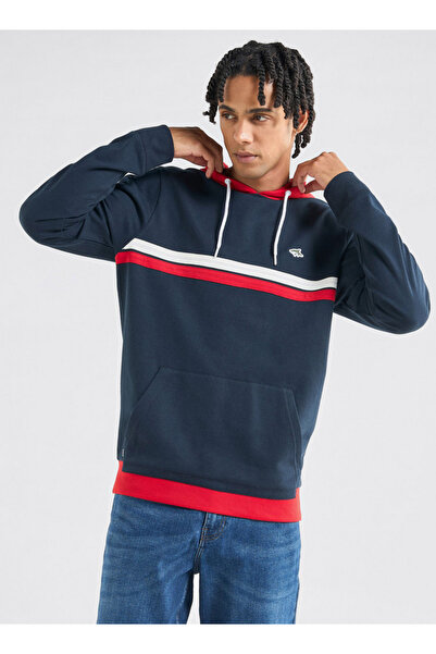 FAV Striped Hooded Sweatshirt with Long Sleeves and Kangaroo Pockets