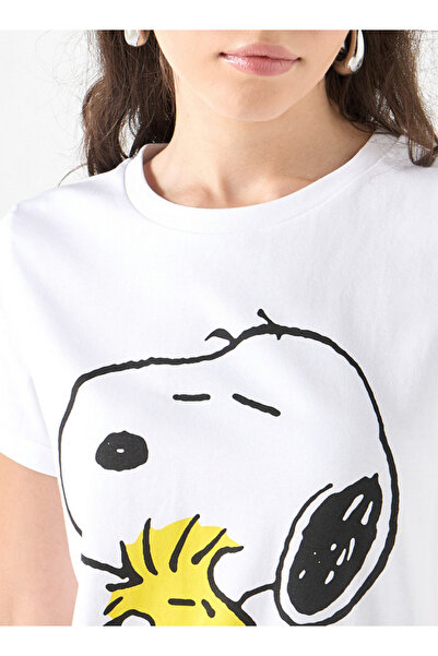 SP Characters Snoopy Dog Print Crew Neck T-shirt with Short Sleeves