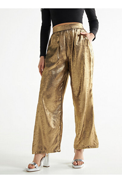 FAV Textured Wide Leg Pants with Semi-Elasticated Waistband and Pockets