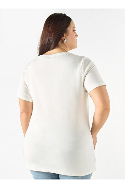 Ulla Popken Plus Size Ulla Popken Printed Round Neck T-shirt with Short Sleeves