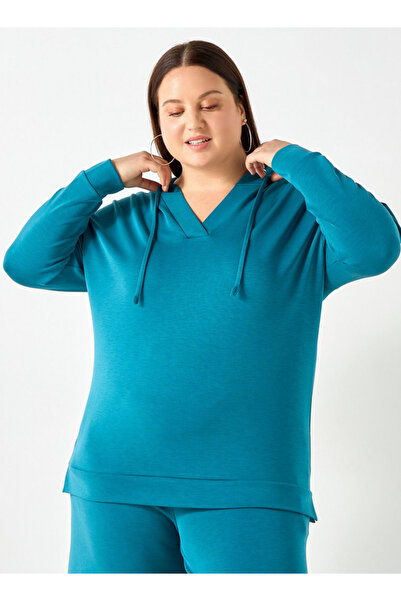 Ulla Popken Plus Size Hooded Sweatshirt With Long Sleeves