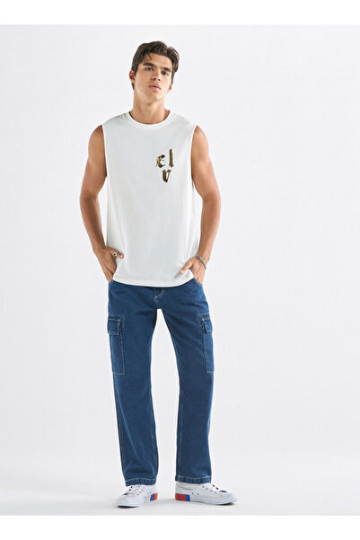FAV Dragon Print Sleeveless T-shirt with Crew Neck