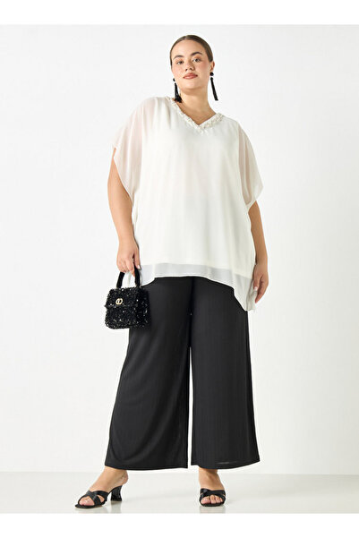 Ulla Popken Plus Size Ulla Popken Embellished V-Neck Top