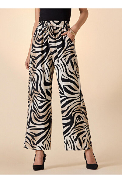 Iconic Iconic Relaxed Fit Animal Print Trousers with Drawstring Closure and Pockets