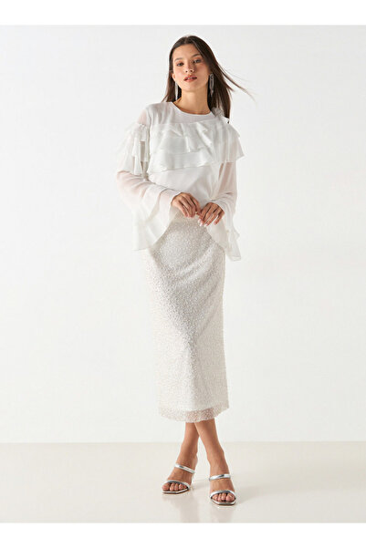 Iconic Textured Top with Long Sleeves and Ruffle Detail