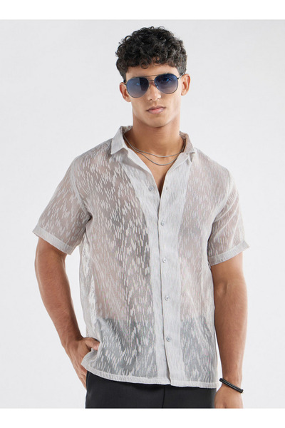FAV Regular Fit Textured Shirt with Short Sleeves