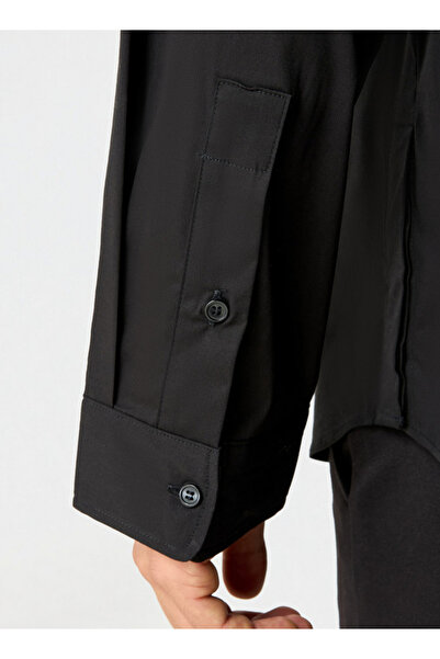 Iconic Solid Slim Fit Shirt with Pocket and Long Sleeves