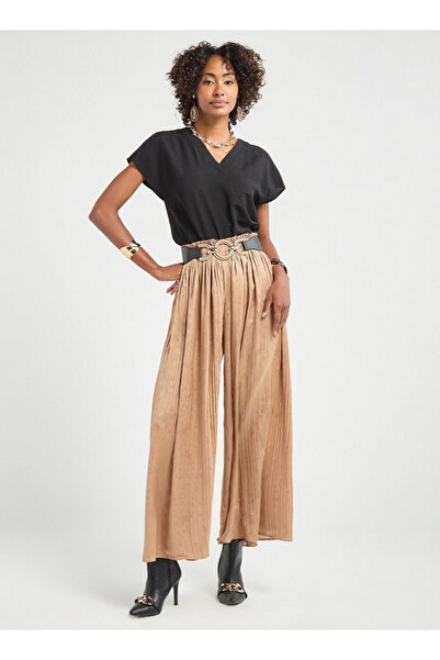 FAV Textured Wide Leg Pants with Elasticated Waistband