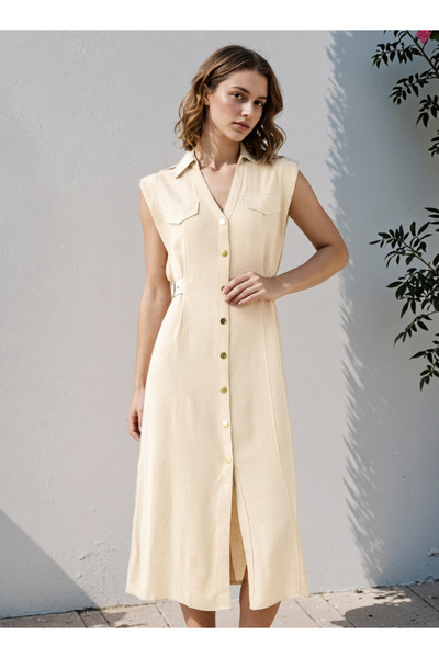 Lee Cooper Lee Cooper Sleeveless Belted Shirt Dress