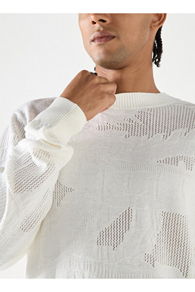 FAV Textured Sweater with Round Neck and Long Sleeves