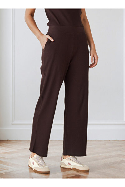 FAV بنطال واسع الساق مضلع مع جيوب