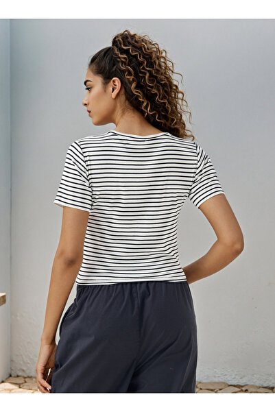 SP Characters تي شيرت قصير مخطط مطرز بطبعة الأسد الملك