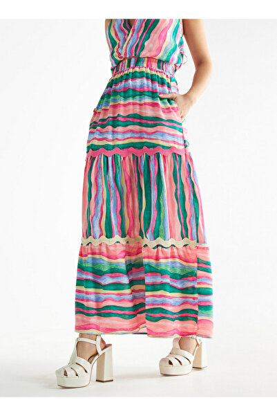 FAV All-over Print Tiered Skirt With Elasticated Waistband And Pockets