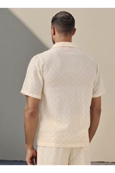 Emperor Regular Fit Logo Print Shirt with Camp Collar