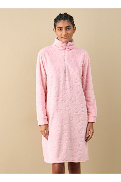 FAV قميص نوم بأكمام طويلة وسحّاب نصفي للإغلاق