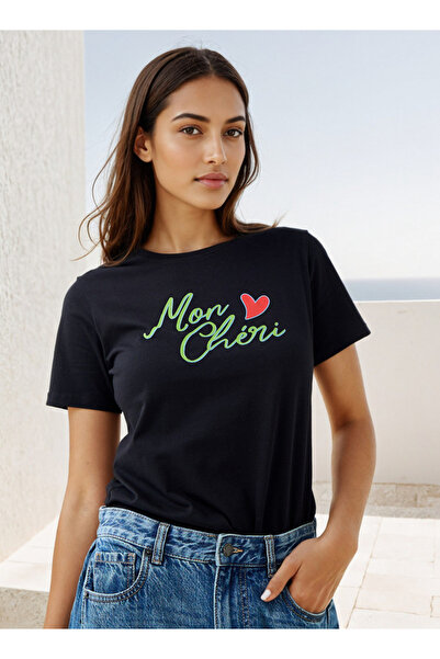 FAV تي شيرت مطبوع برقبة دائرية