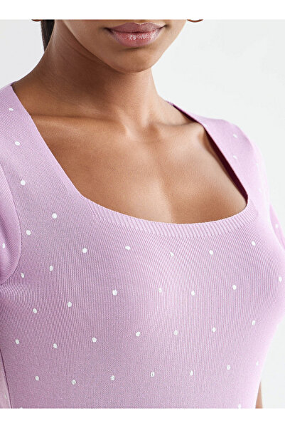 FAV Textured Square Neck T-shirt With Short Sleeves