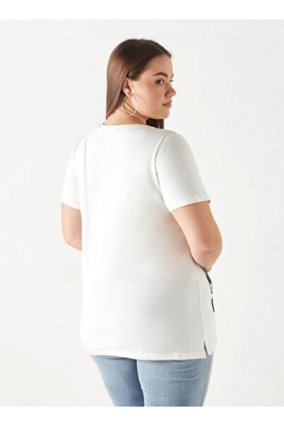 Ulla Popken Plus Size Ulla Popken Printed T-Shirt with Short Sleeves and Round Neck