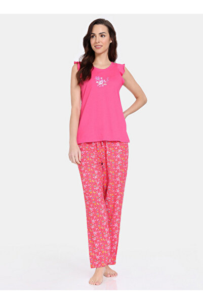 Zivame طقم بيجامة وقميص بدون أكمام بطبعة زهور