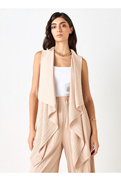 FAV فستان قصير مفتوح من الأمام بدون أكمام بتصميم شلال