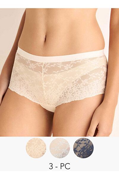FAV مجموعة من 3 سراويل داخلية مزخرفة بالدانتيل