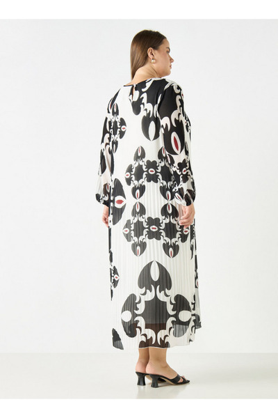 Ulla Popken Plus Size All-over Print Dress With Long Sleeves