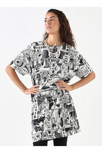 SP Characters All-Over Star Wars Print Longline T-shirt with Short Sleeves