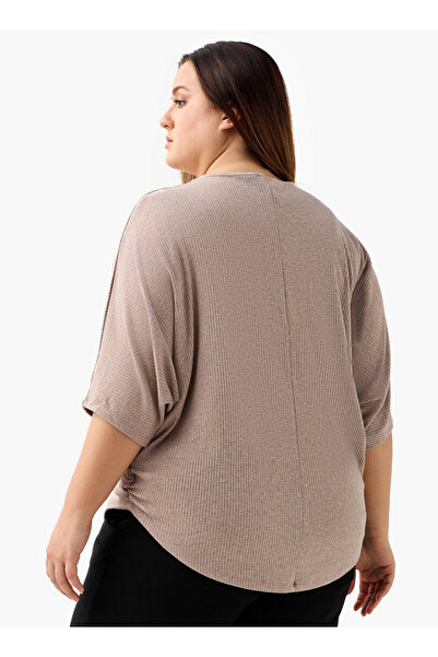 Ulla Popken T-shirt Relaxed Fit with Ribbed Detail