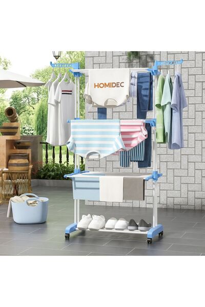 Super USCĂTOR VERTICAL MARE DE RUFE – PLIABIL, MOBIL PE ROȚI, 3 NIVELE , SUPORT UMERAŞE, 170 CM, MAX 40 KG