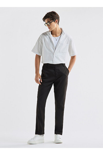 FAV Regular Fit Striped Shirt with Camp Collar and Short Sleeves
