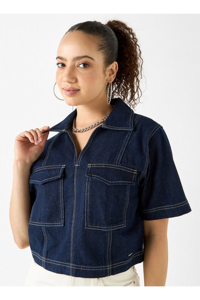 Lee Cooper Collared Denim Top With Chest Pockets