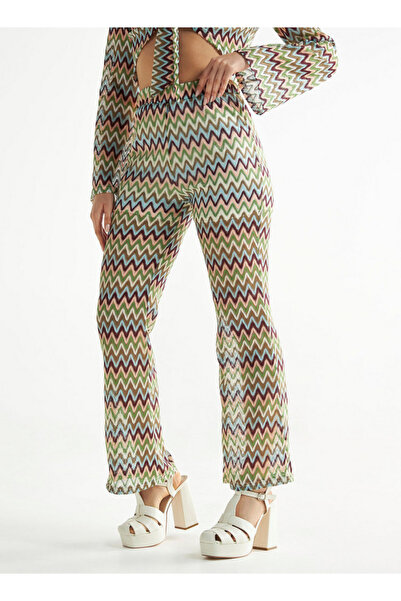 FAV All-over Chevron Textured Flared Leg Pants With Elasticated Waistband