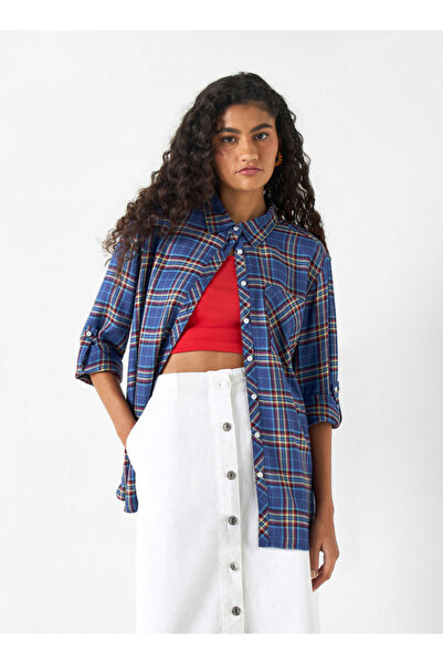 Lee Cooper Checked Shirt With Roll-up Sleeves And Pocket