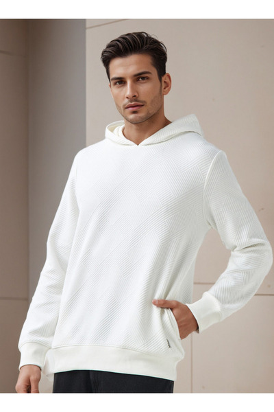 Emperor Men Relaxed Fit Textured Jacquard Hoodie