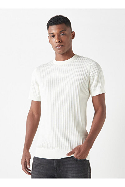 FAV سترة مضلعة برقبة دائرية وأكمام قصيرة