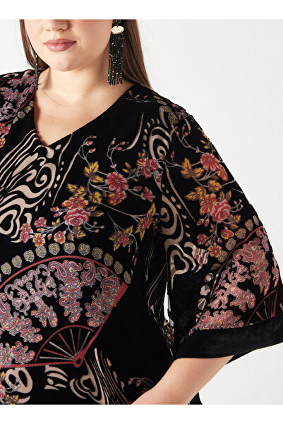 Ulla Popken Velvet Burn Out Printed Dress