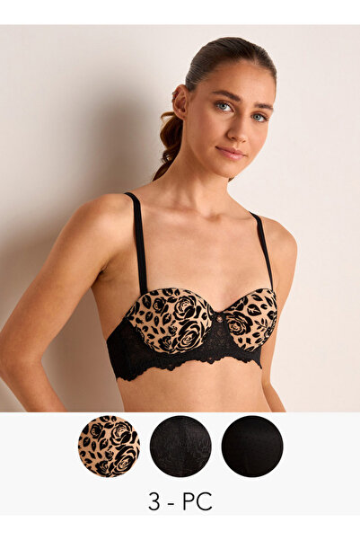 FAV مجموعة من 3 قطع - حمالة صدر بالكونيت متنوعة مع تفاصيل من الدانتيل