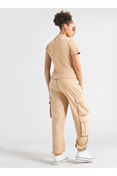FAV Textured Polo T-shirt And Cargo Joggers Set
