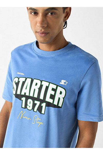 Starter Typographic Print T-shirt with Crew Neck and Short Sleeves