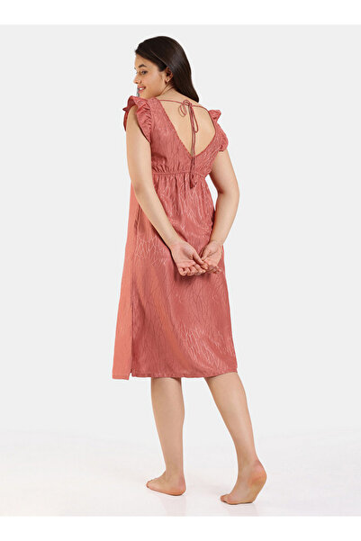 Zivame All-over Print Sleeveless Sleepshirt With Tie-ups And Slit Detail