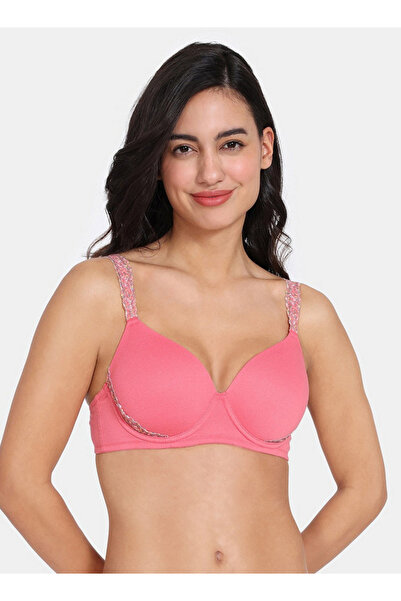 Zivame Lace Detail Bra with Hook and Eye Closure